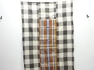 アンティーク　格子木綿3巾布団側